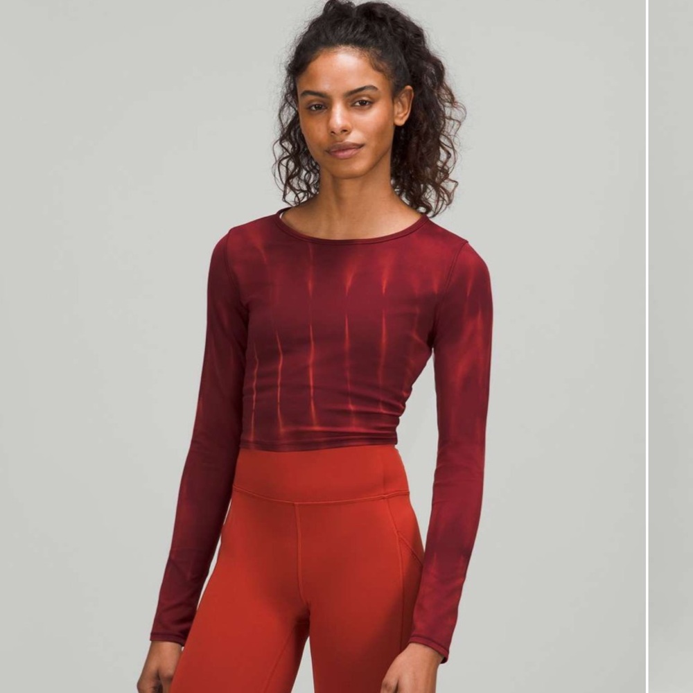 lululemon athletica Red Long Sleeve Crop Top